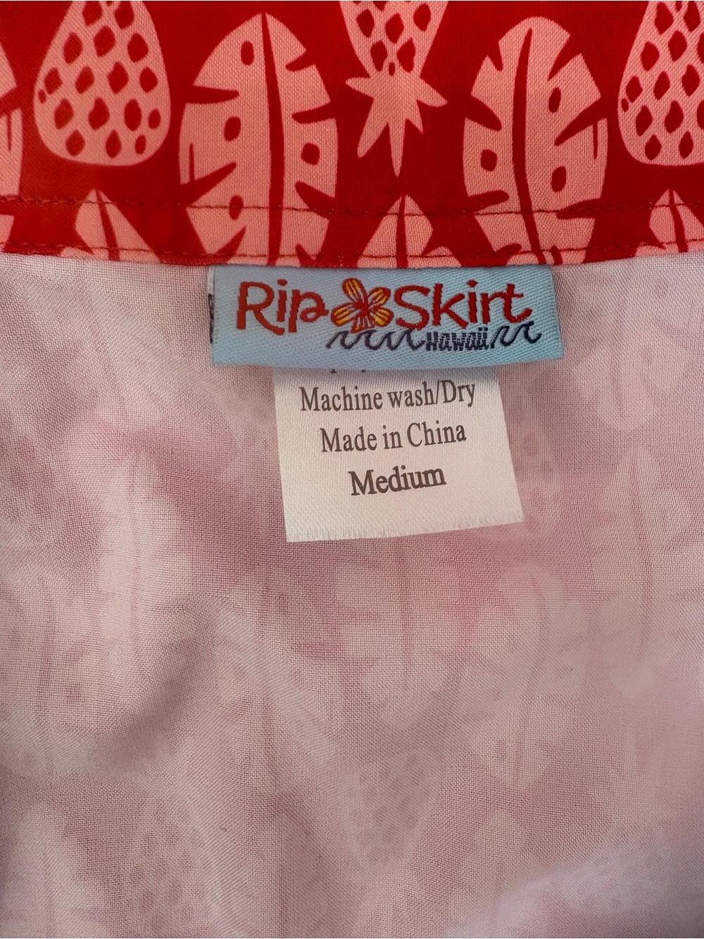Ripskirt Hawaii Red Skirt Pink Pineapple Tropical Print Beach Vacation Medium - Picture 4 of 11